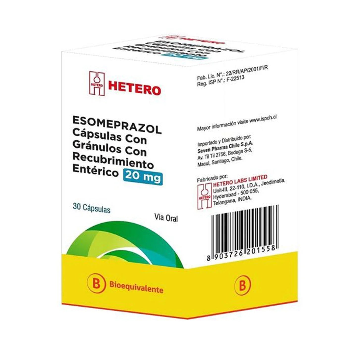 Esomeprazol Cápsulas con Gránulos de Recubrimiento Entérico 20mg.