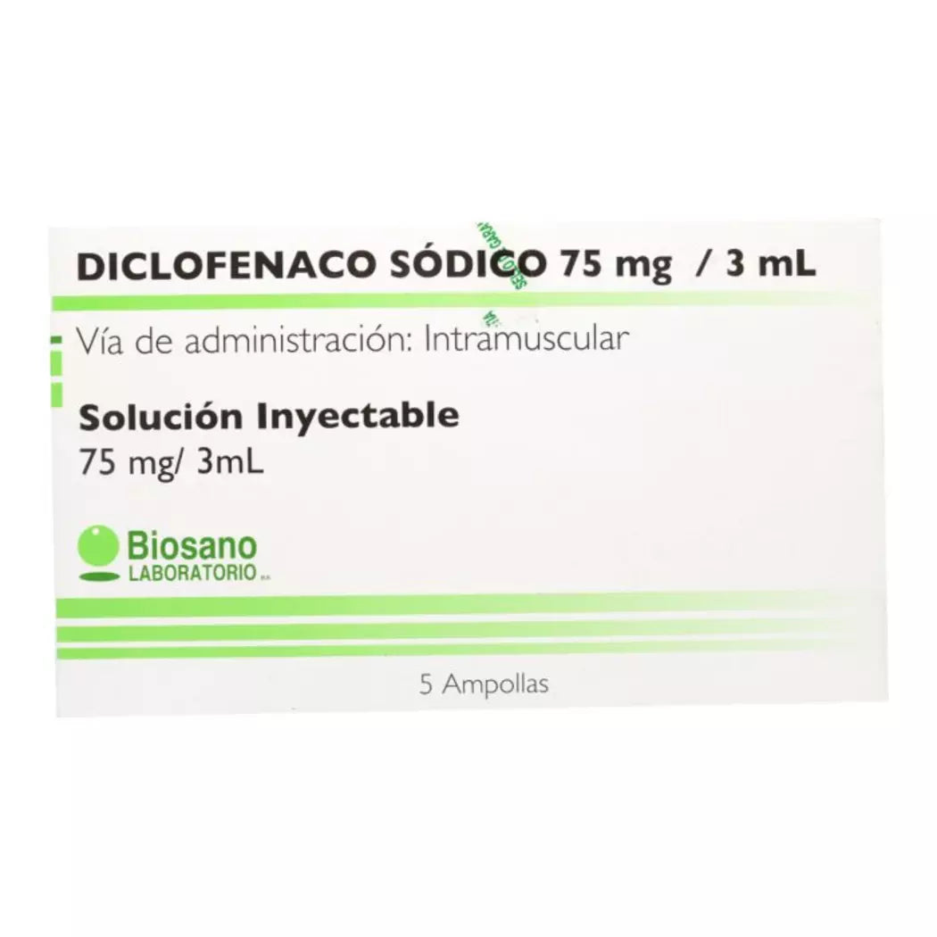 Diclofenaco Solución Inyectable 75mg/3mL 5 Ampollas