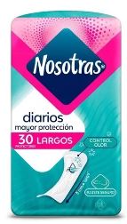 Nosotras Protector Diario Largo Control Humedad Sin Alas 30 Unidades