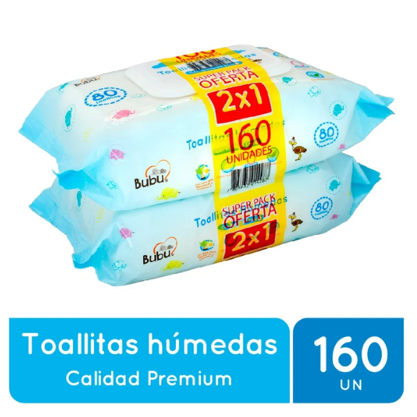 Toallitas humedas Bubu con aceite de emú Pack 2 x 80 unidades