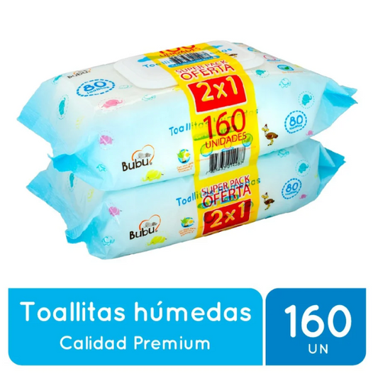 Toallitas humedas Bubu con aceite de emú Pack 2 x 80 unidades