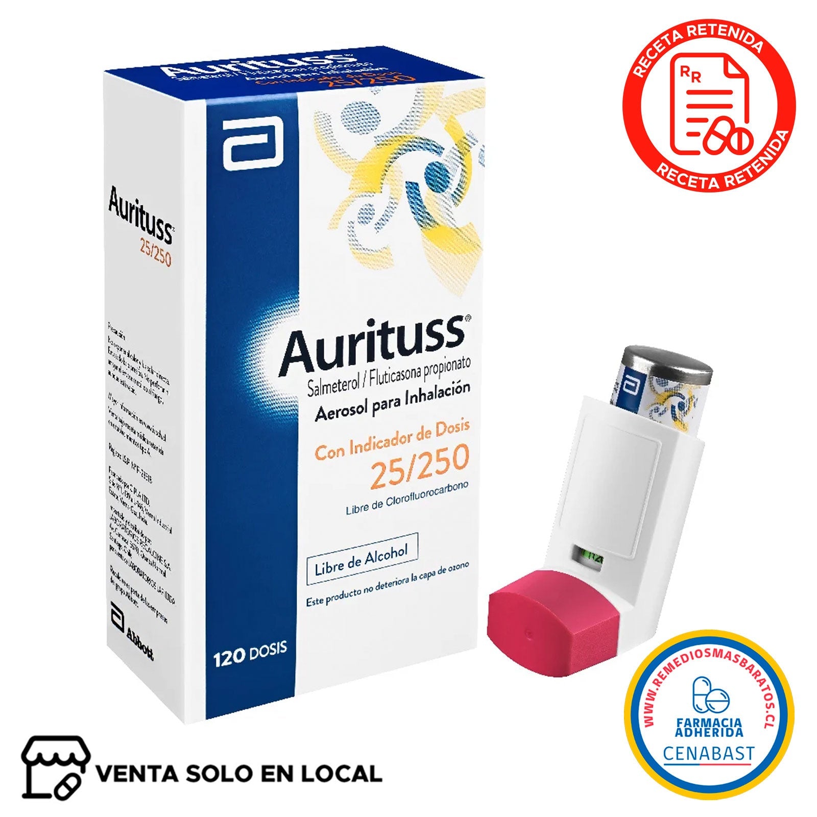 Aurituss 25/250 Aerosol para Inhalación Oral Producto Cenabast