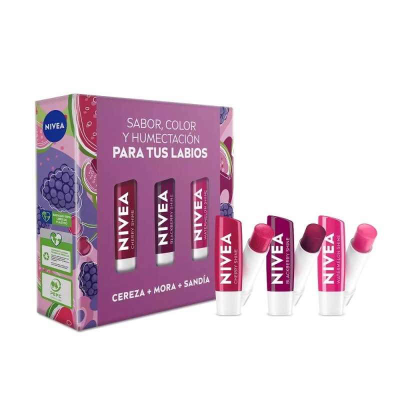 Nivea Estuche Balsamos Labiales Cereza Mora Sandia